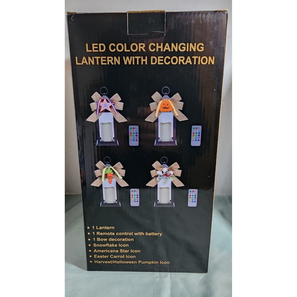 Black LED Color Changing Lantern With Decoration Easter Halloween Christmas 4th - Picture 1 of 3